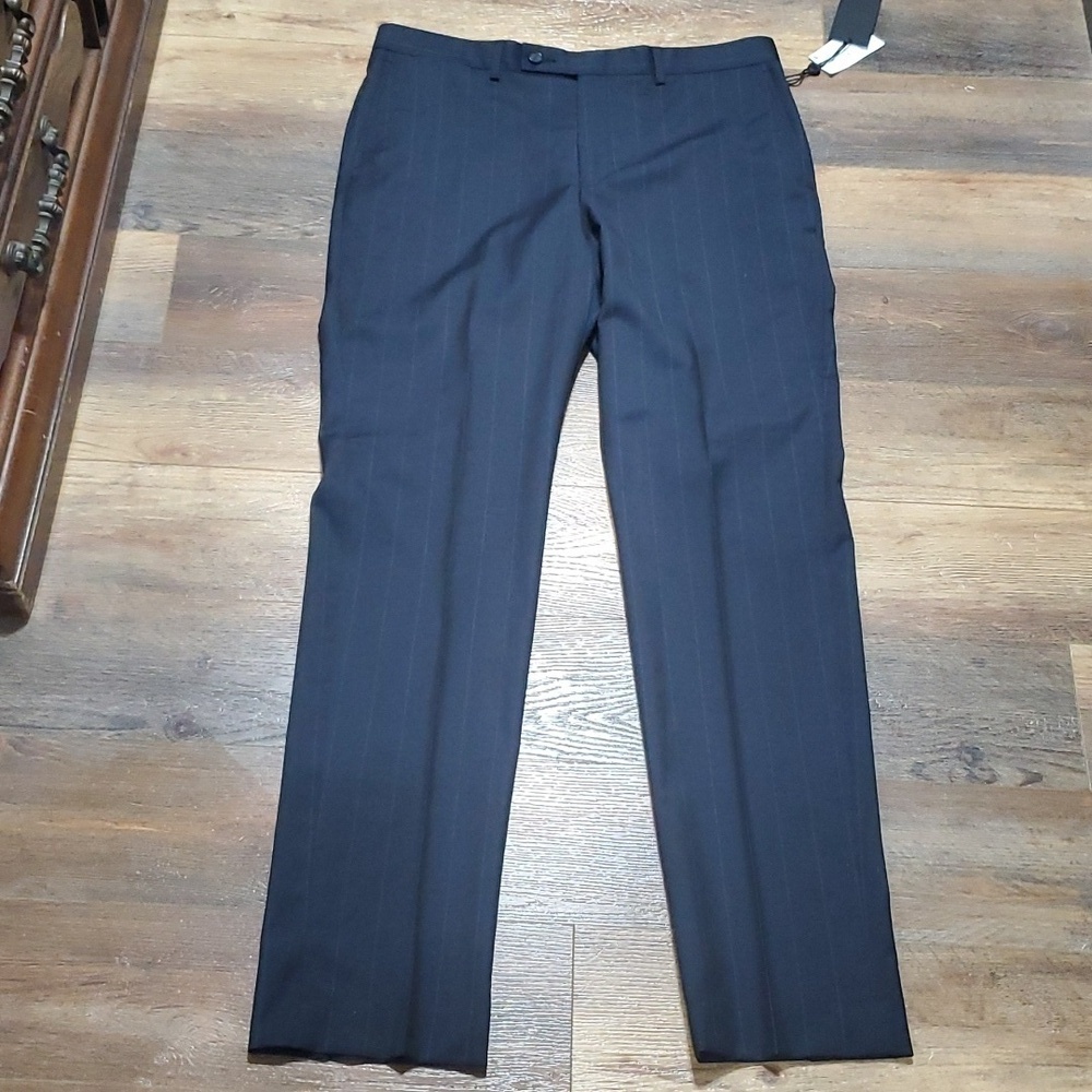 DKNY NWT Vitale Barberis Canonico wool blue on blue pin striped dress pants